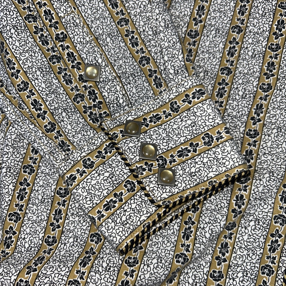 Panhandle Slim Pearl Snap‎ Women's M Black Tan Western Floral Embroidered Shirt - Picture 5 of 11